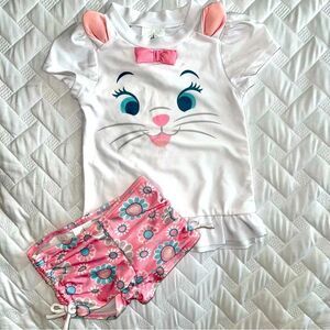 Disney Store NEW Aristocrats Marie Swimsuit 2pc Bikini White & Pink Toddler 2